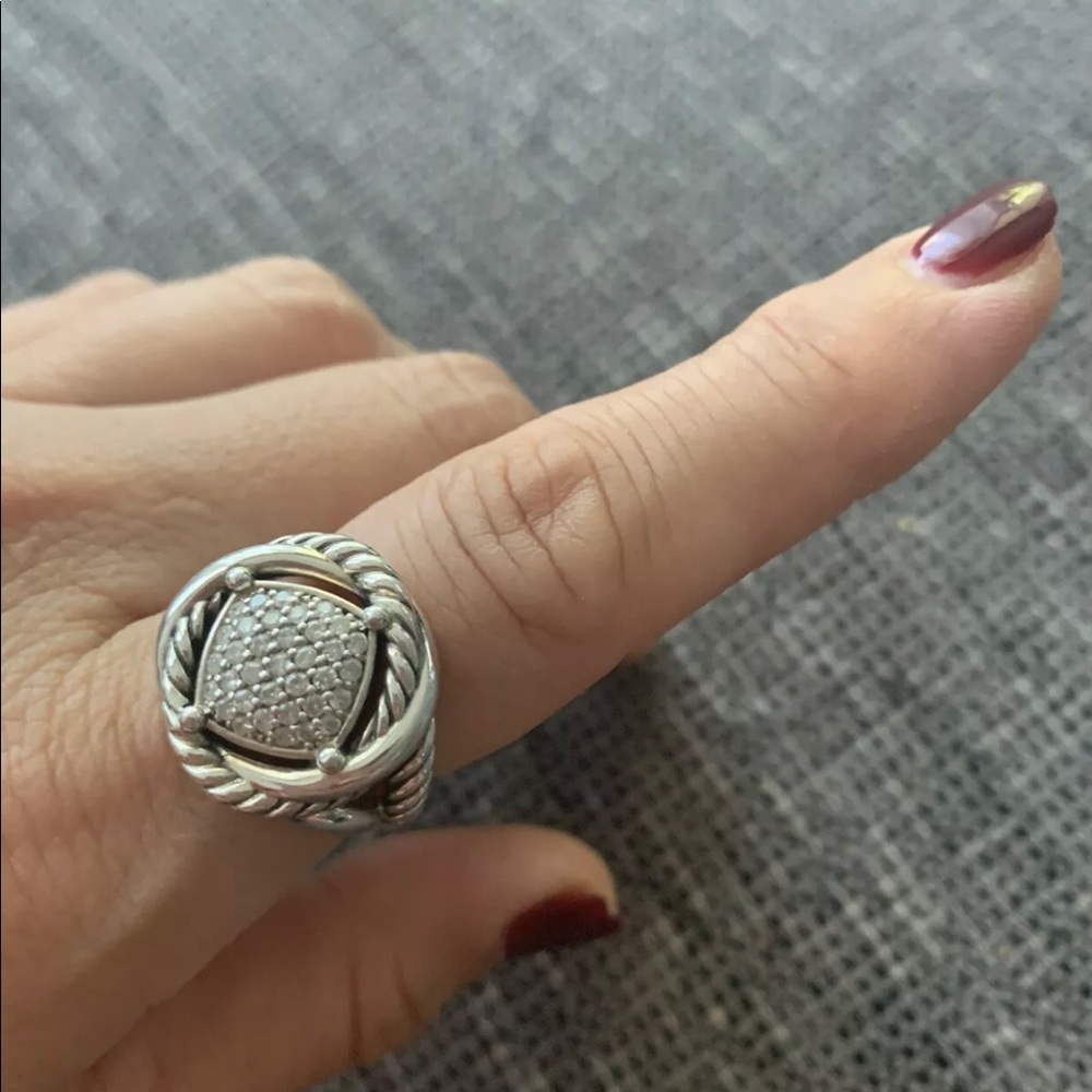 David Yurman SS Pave Diamond Infinity Ring Size 7